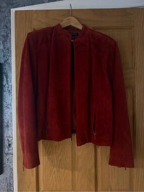 Faux Suede Red Jacket - Valerie Stevens